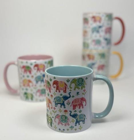 Royal indian elephant mug with hand made indian inspired art and motifs, ceramic, dishwasher and microware safe, gift for diwali, house warming, tea lover, birthday