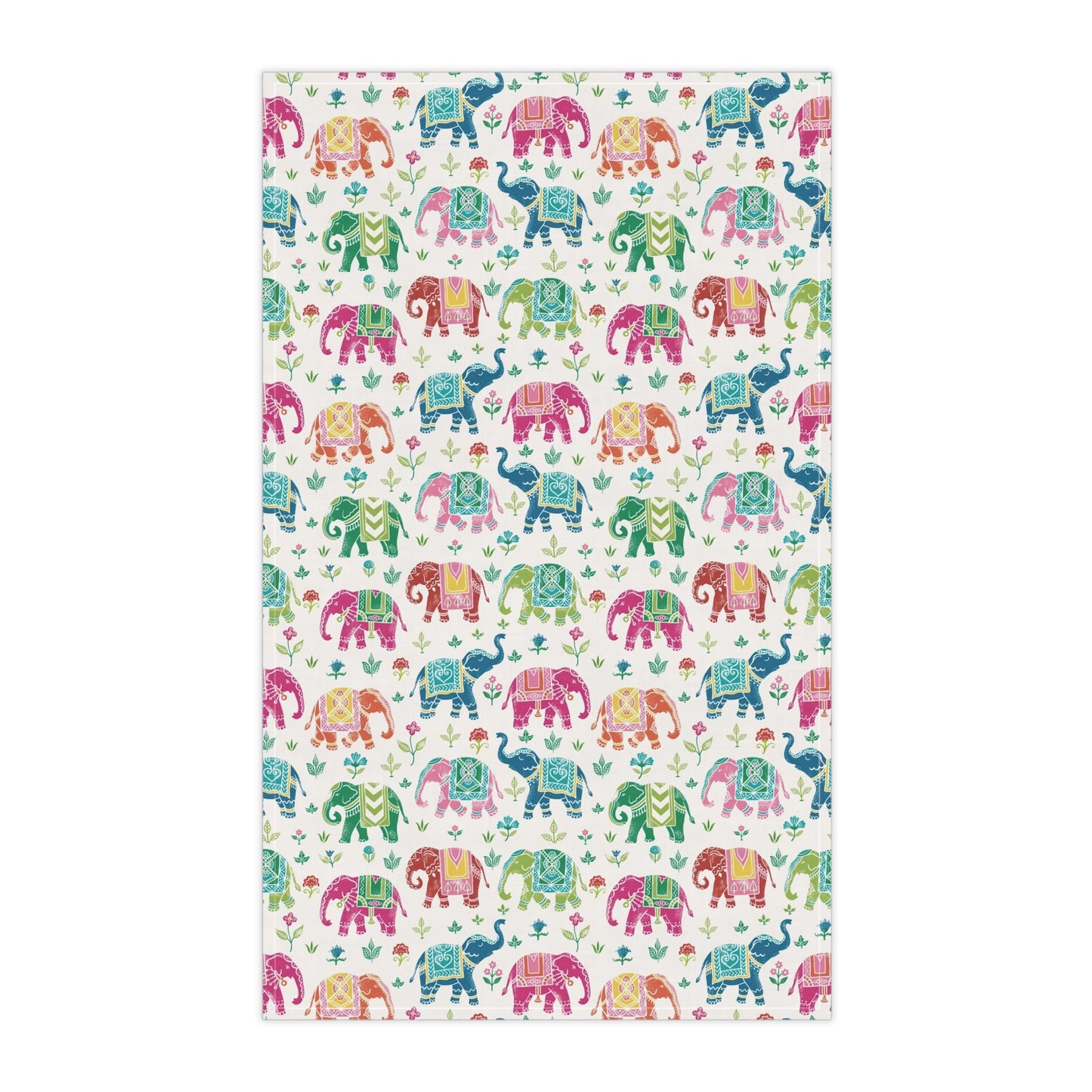 Royal Elephant Tea towel with Indian inspired design for gifts at any occasion such as Christmas, Diwali, house warming, hostess gift. Elegant designer kitchen towel.