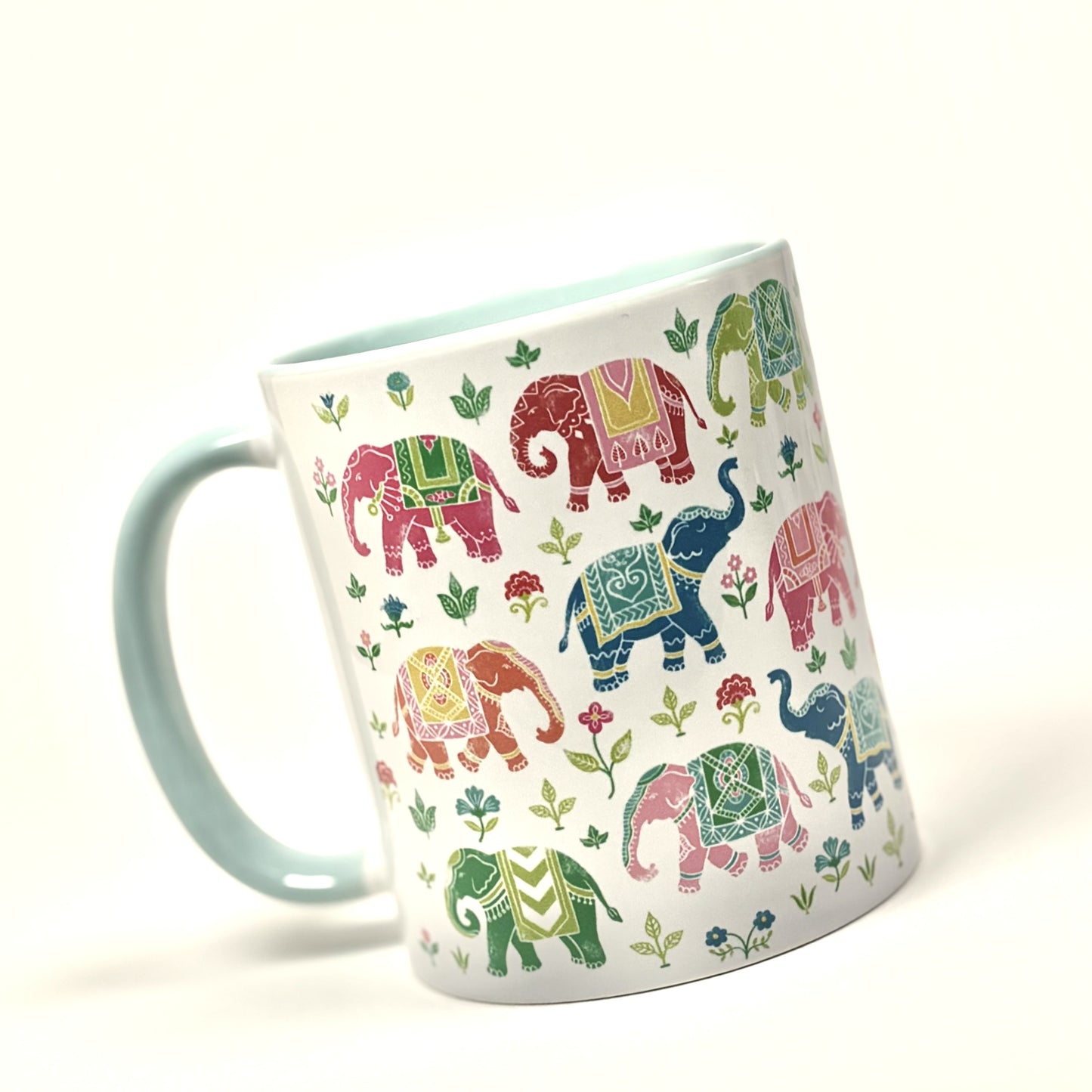 Royal indian elephant mug with hand made indian inspired art and motifs, ceramic, dishwasher and microware safe, gift for diwali, house warming, tea lover, birthday