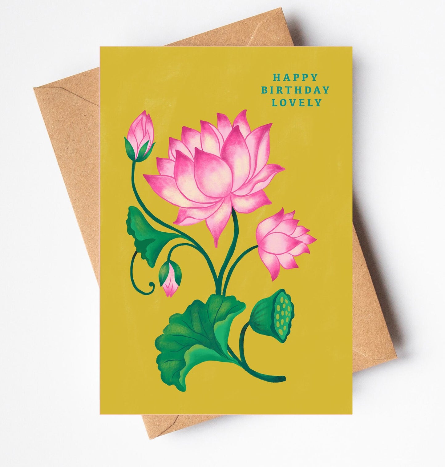 Floral Lotus Birthday Card | Handcrafted Flower | for her