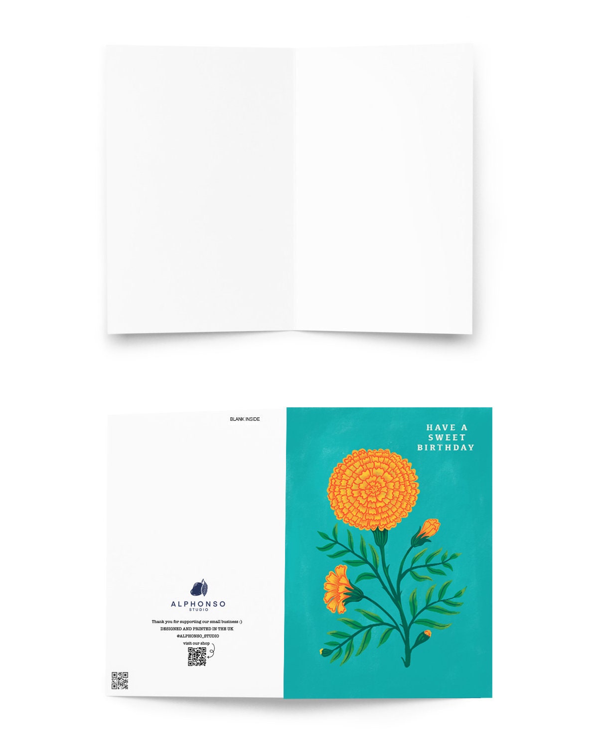 Floral Marigold Birthday Card