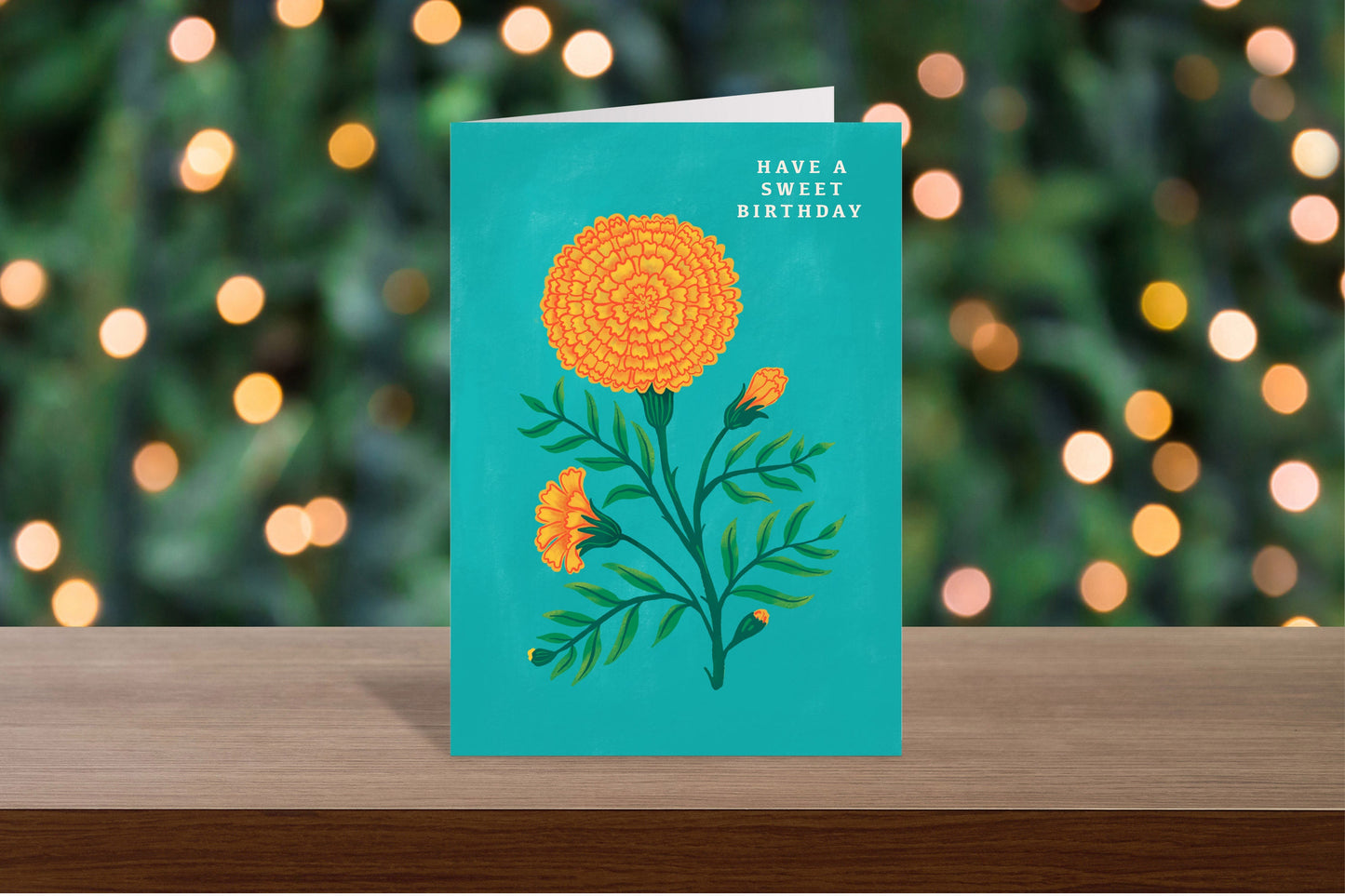 Floral Marigold Birthday Card