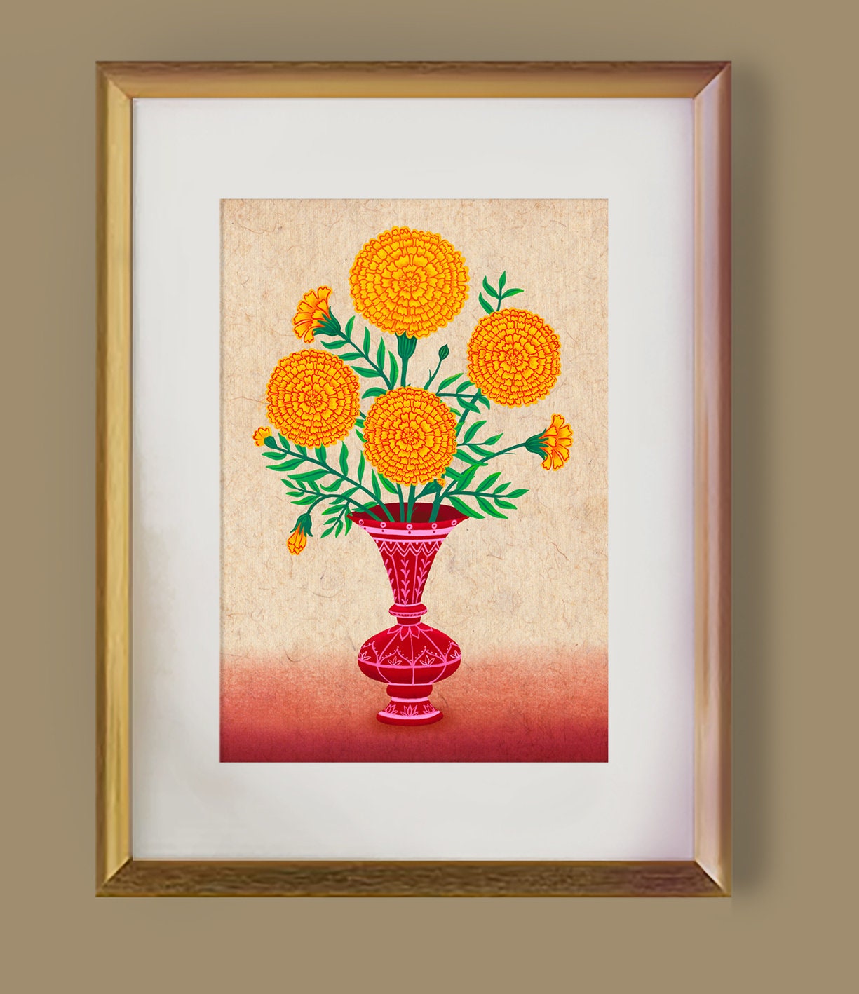 Marigold Flower Handmade Art Print