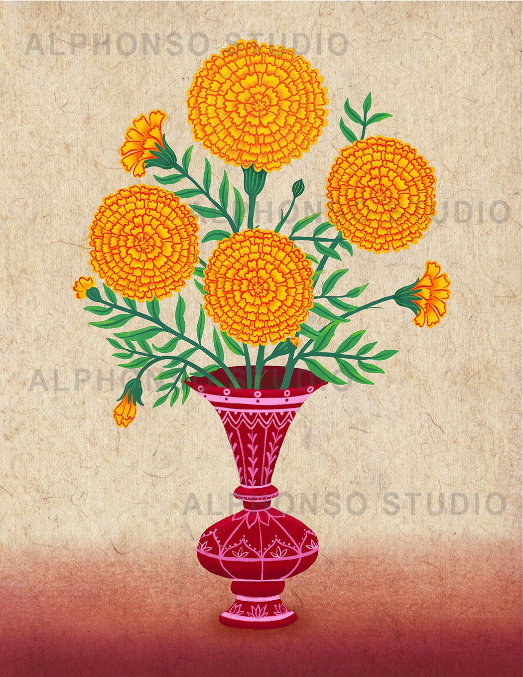Marigold Flower Handmade Art Print