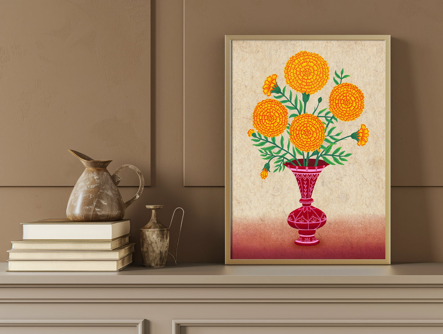 Marigold Flower Handmade Art Print