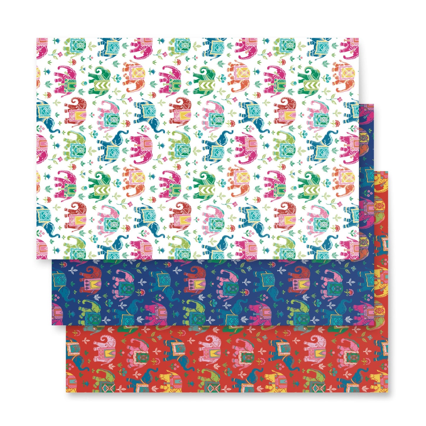 Wrapping Paper for wedding, Diwali, festival, (3 sheets - white, blue, red) size 50x70cm