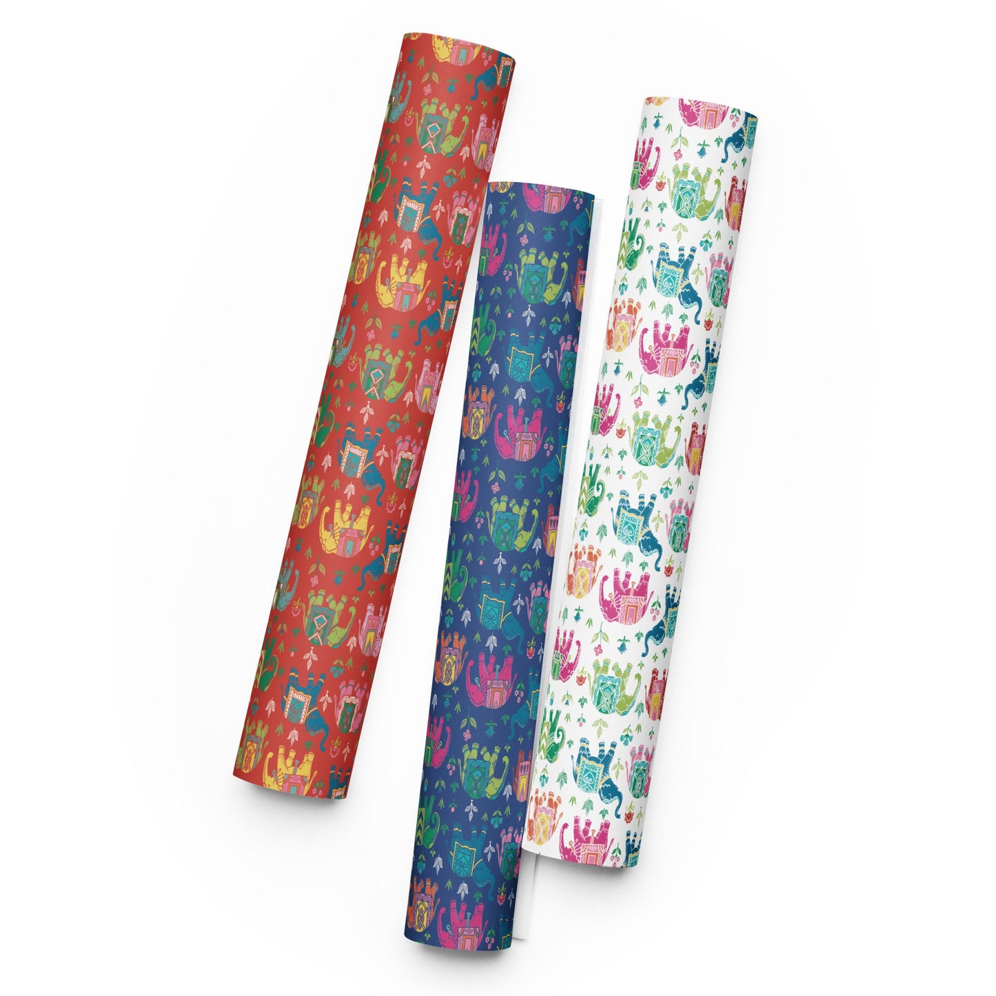 Wrapping Paper for wedding, Diwali, festival, (3 sheets - white, blue, red) size 50x70cm