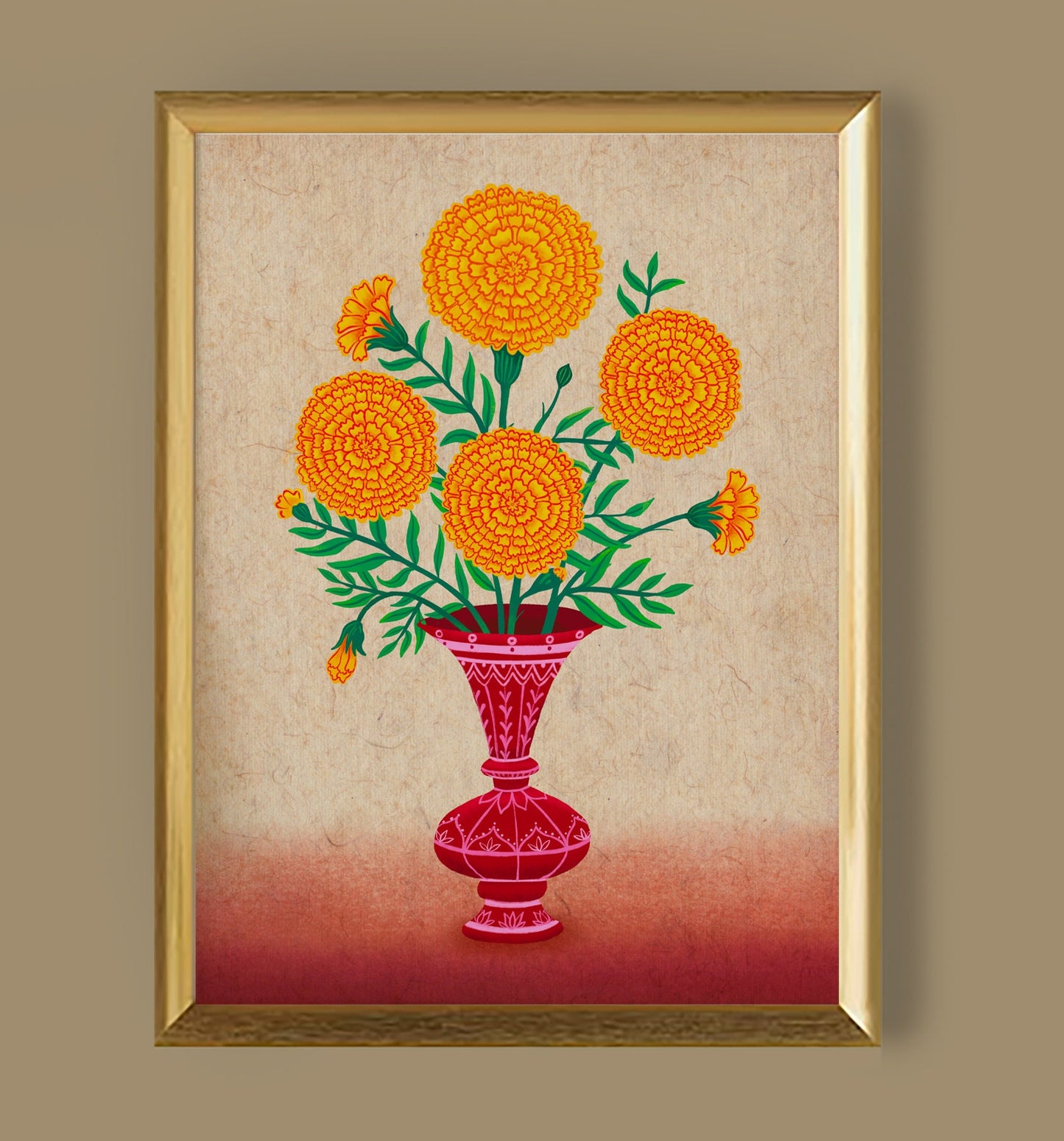 Marigold Flower Handmade Art Print