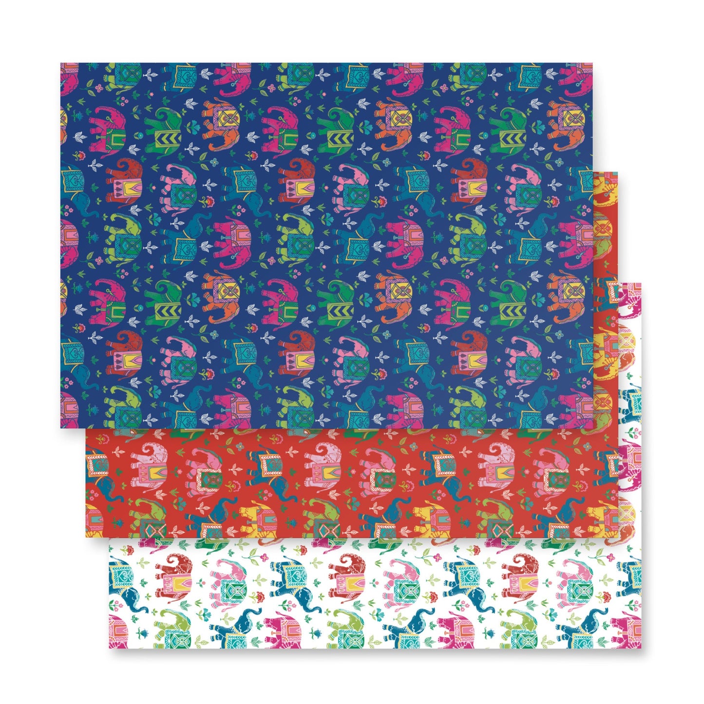 Wrapping Paper for wedding, Diwali, festival, (3 sheets - white, blue, red) size 50x70cm