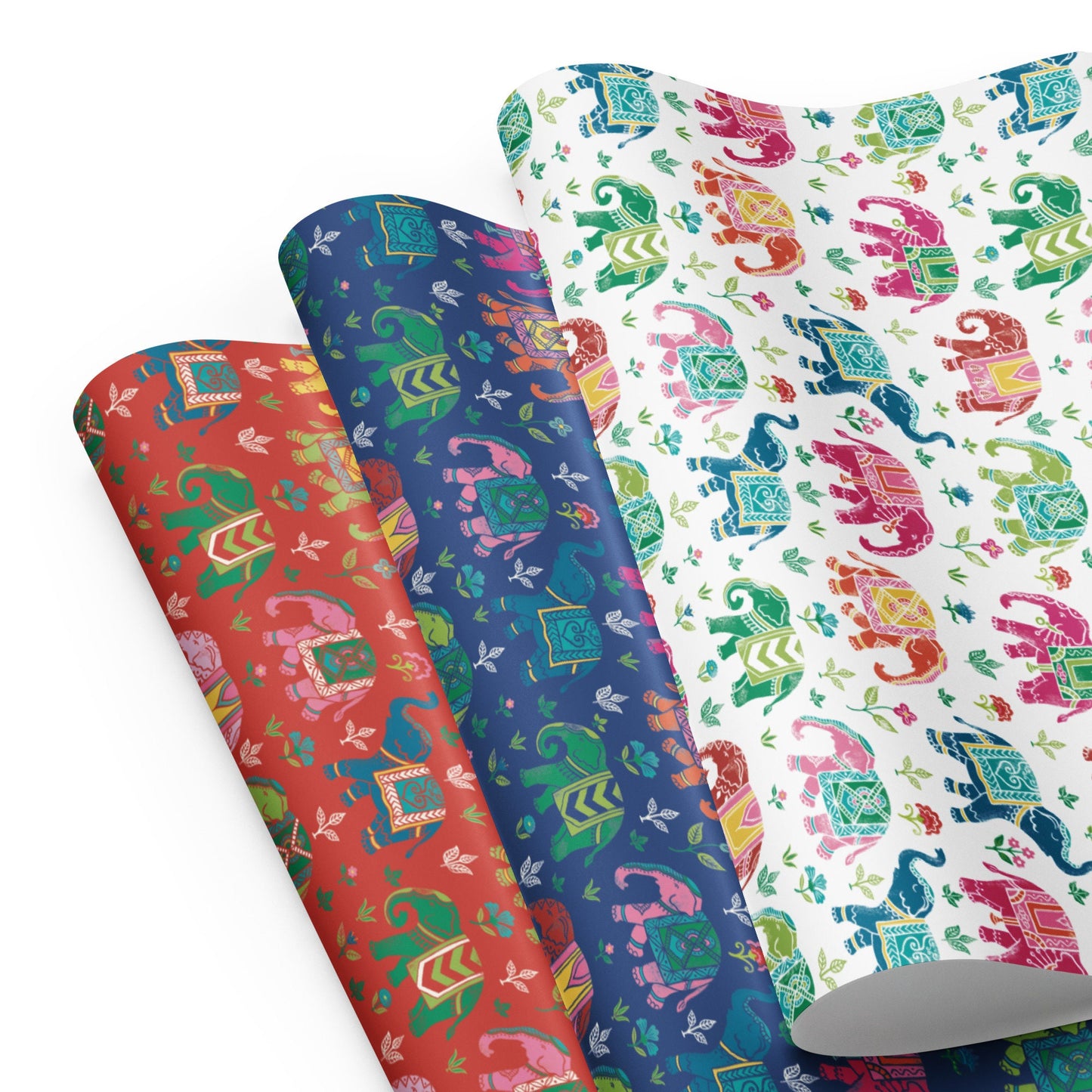 Wrapping Paper for wedding, Diwali, festival, (3 sheets - white, blue, red) size 50x70cm
