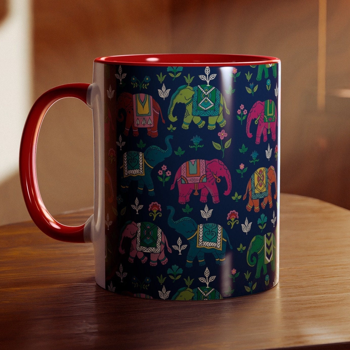 Mug with a royal Indian elephant design