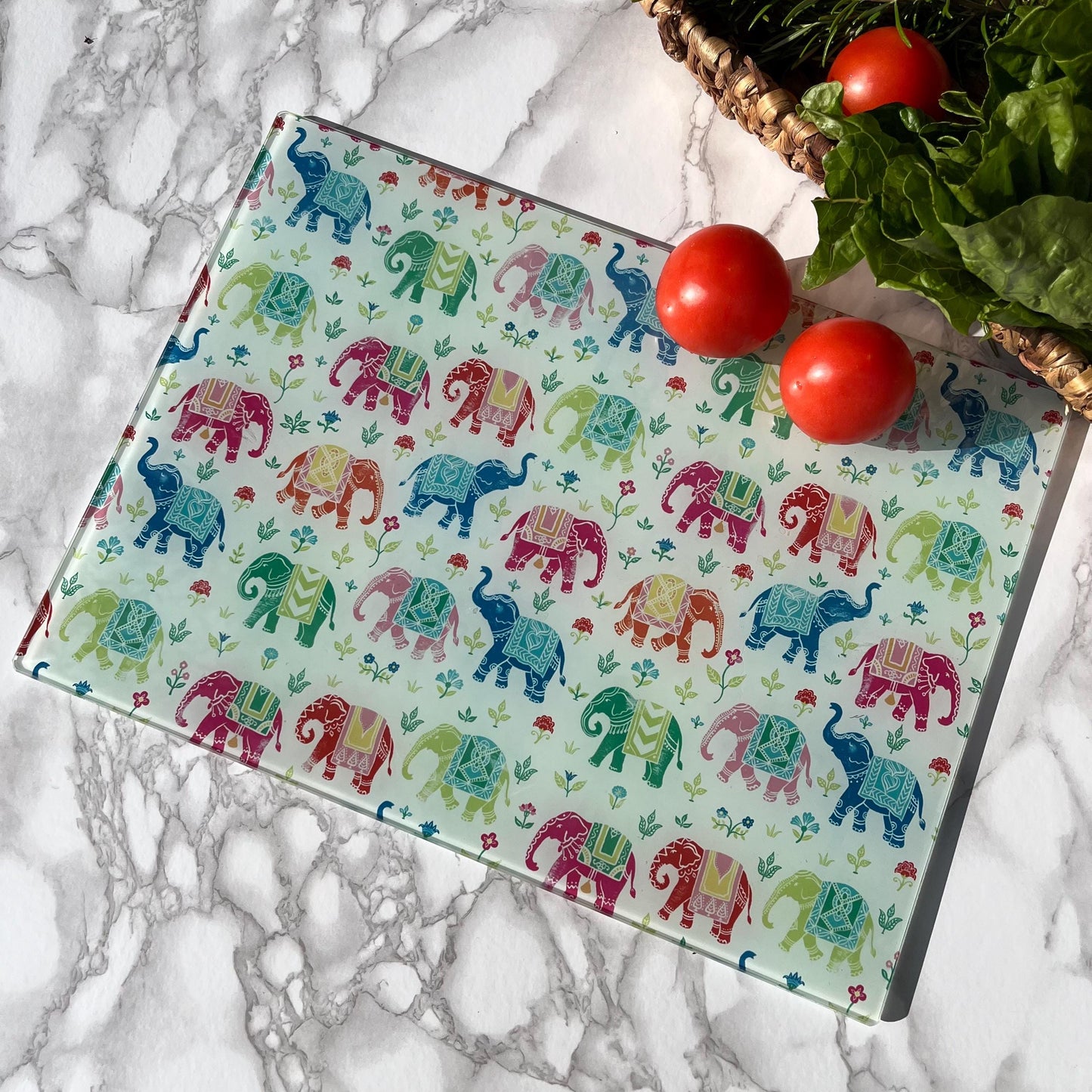 Tempered Glass Cutting Board Indian royal elephant