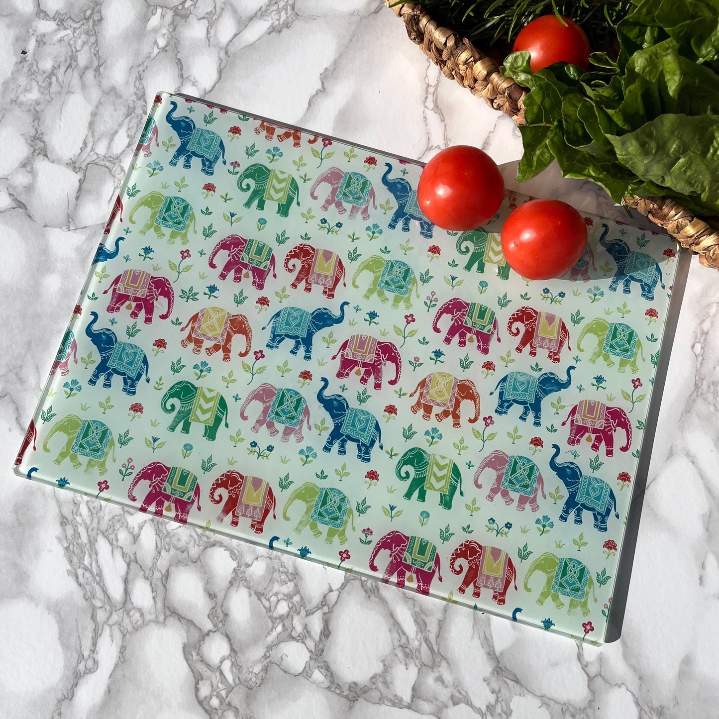 Tempered Glass Cutting Board Indian royal elephant
