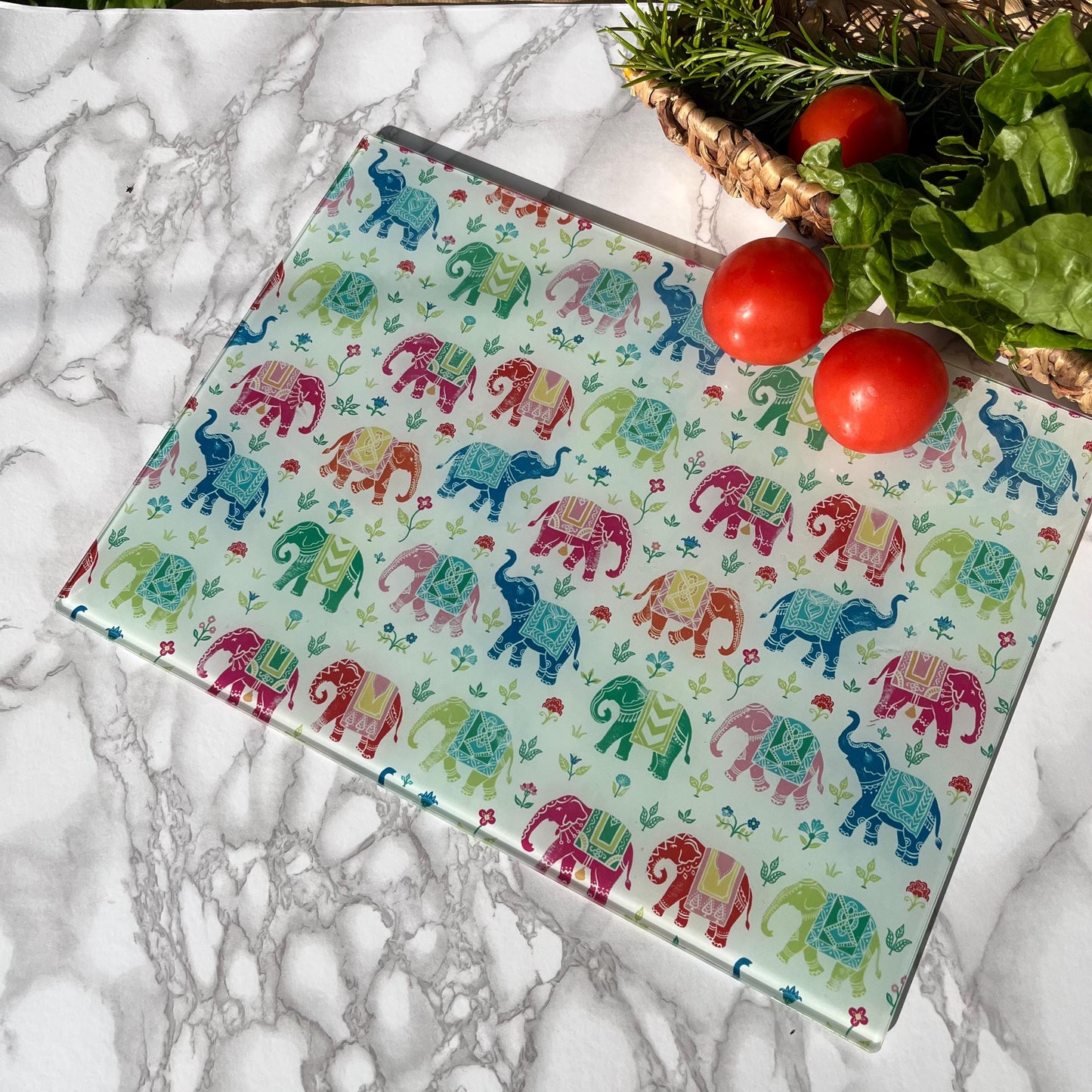 Tempered Glass Cutting Board Indian royal elephant