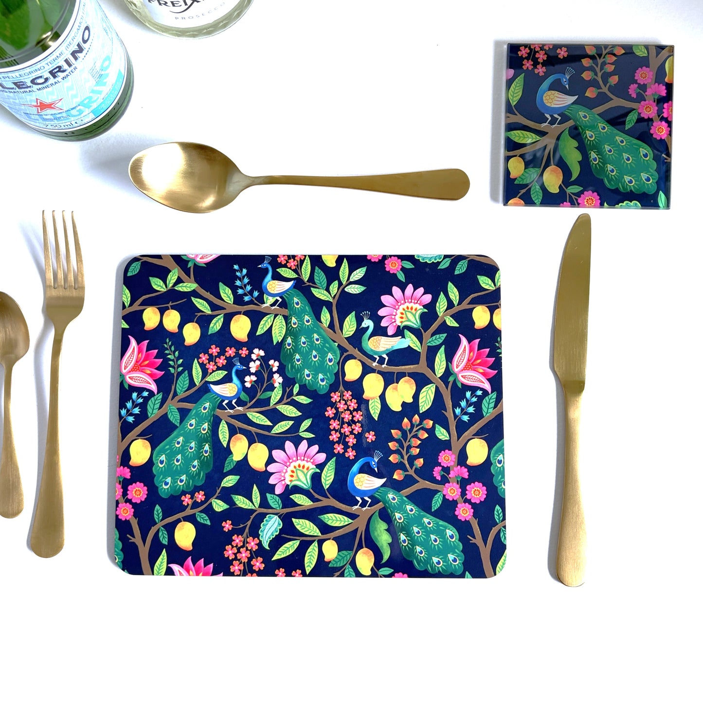 Peacock Placemat – Handcrafted luxury design