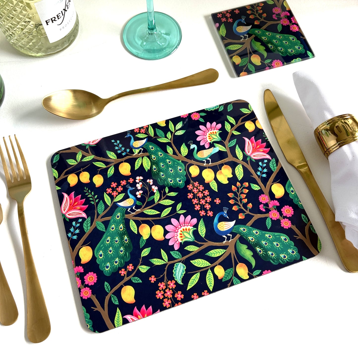 Peacock Placemat – Handcrafted luxury design