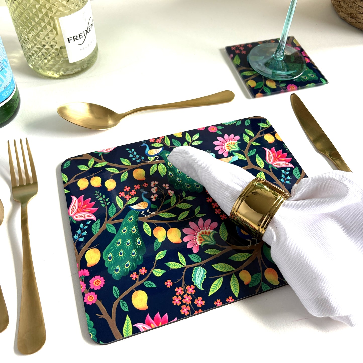 Peacock Placemat – Handcrafted luxury design