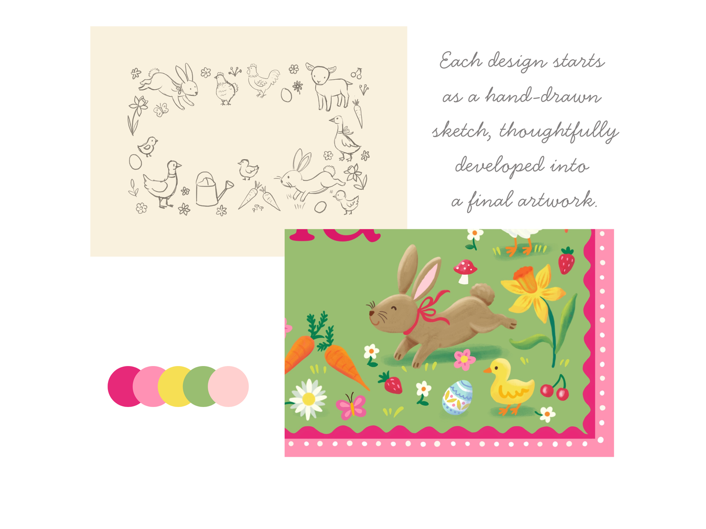 Personalised Easter Kids Placemat Pink