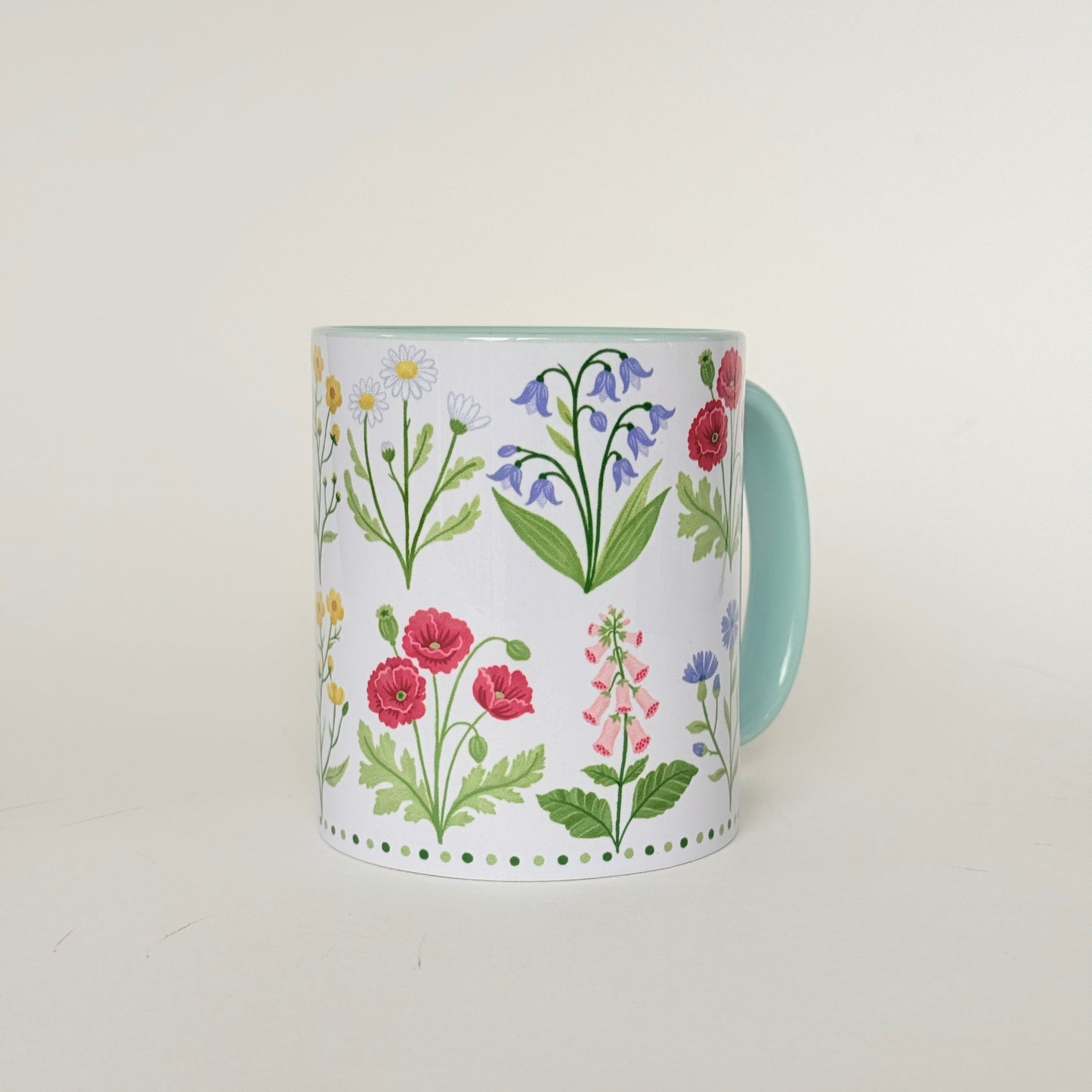 Wildflower Stripe Mug, Floral Cottagecore Coffee Cup
