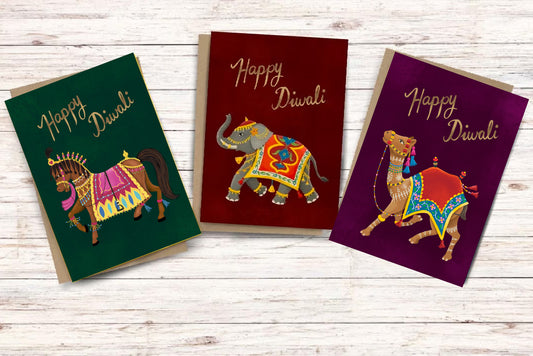 Happy Diwali Greeting card x 3| Stunning cards for Diwali gift