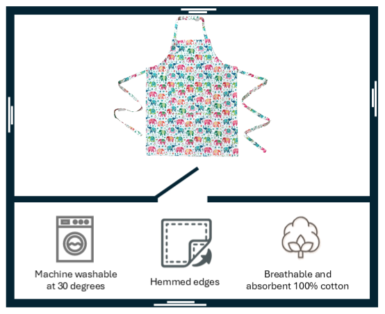Elephant Print Cotton Kitchen Apron
