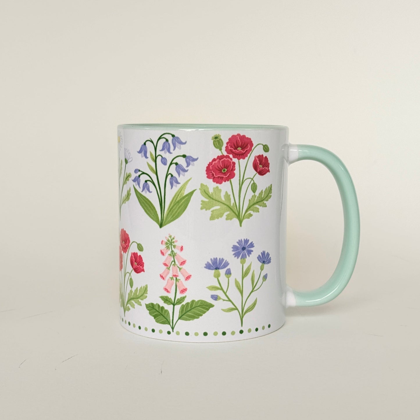 Wildflower Stripe Mug, Floral Cottagecore Coffee Cup