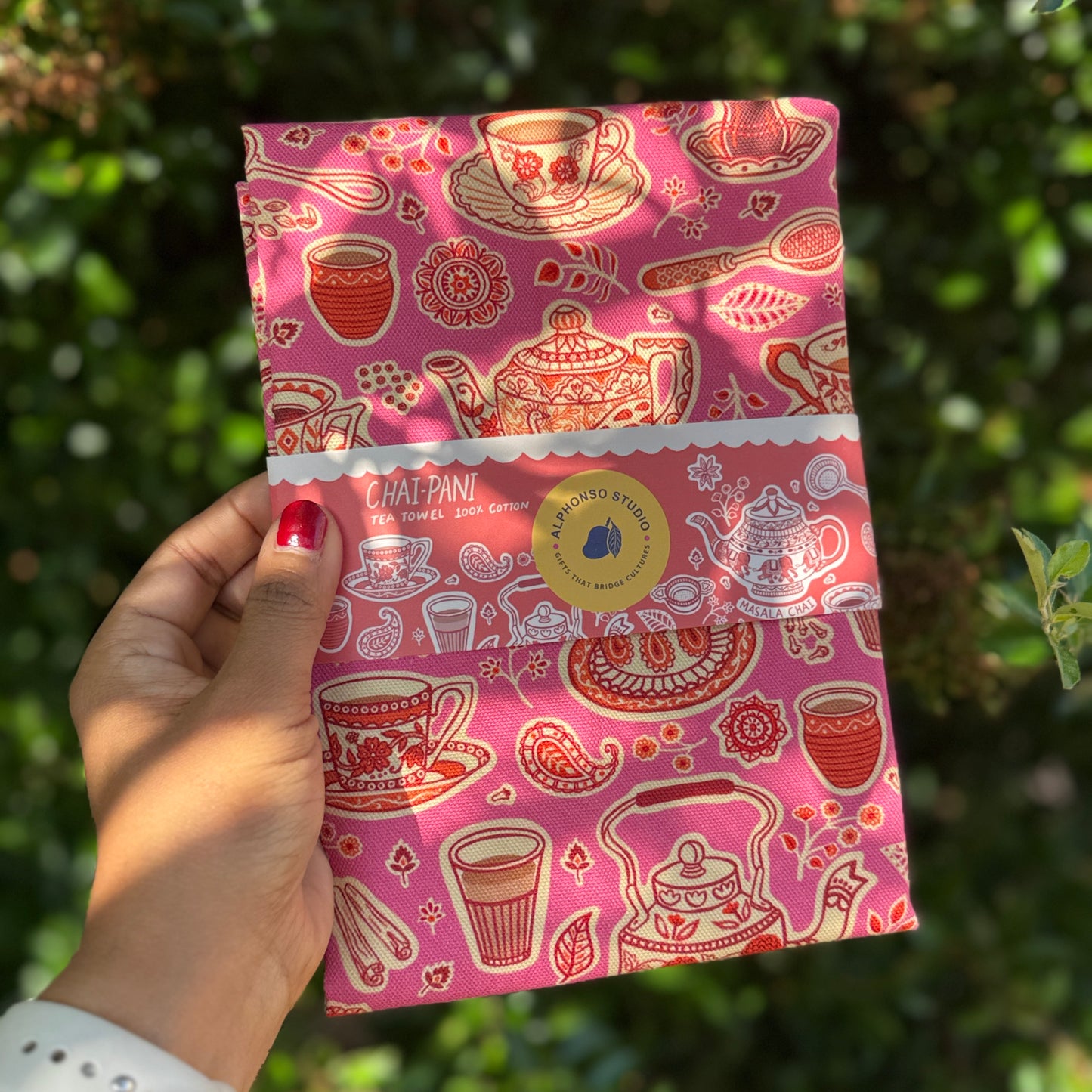 Designer Tea Towel Gift – Cotton Kitchen Towel for Chai Tea Lovers | Housewarming Birthday Gift