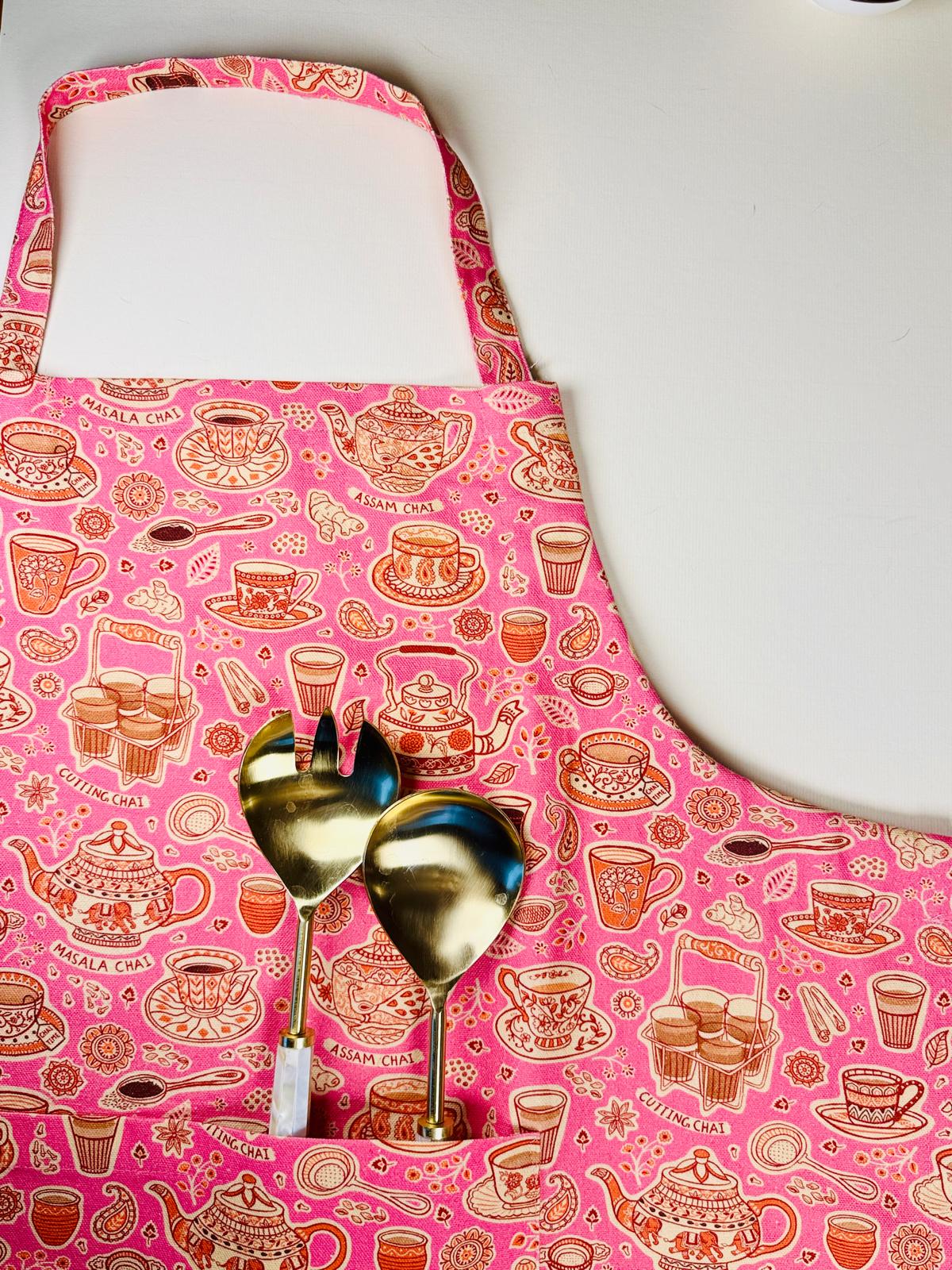 Chai Lover Apron: Handmade Indian Tea Culture Kitchen Apron