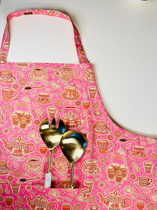 Chai Lover Apron: Handmade Indian Tea Culture Kitchen Apron