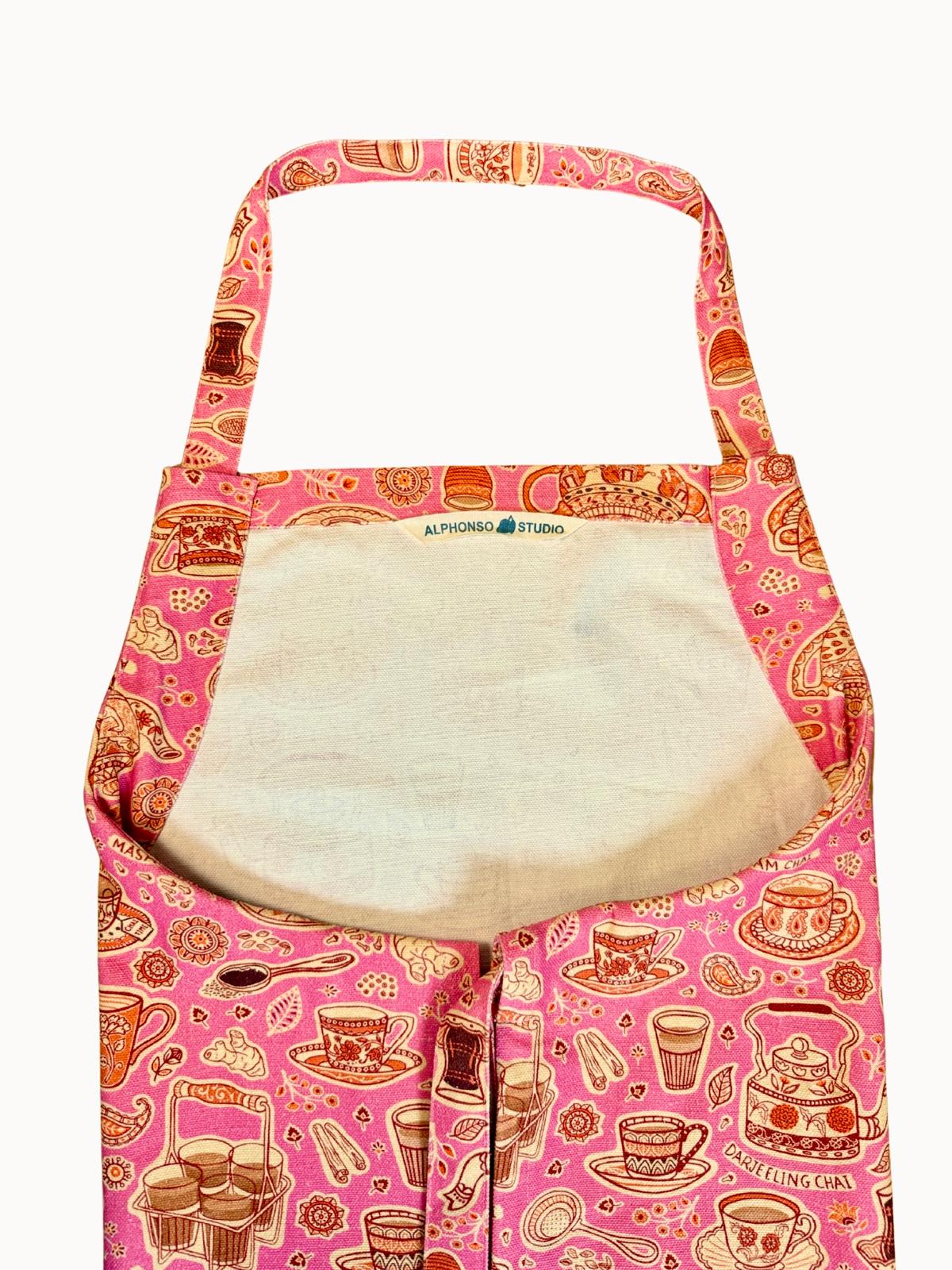 Chai Lover Apron: Handmade Indian Tea Culture Kitchen Apron