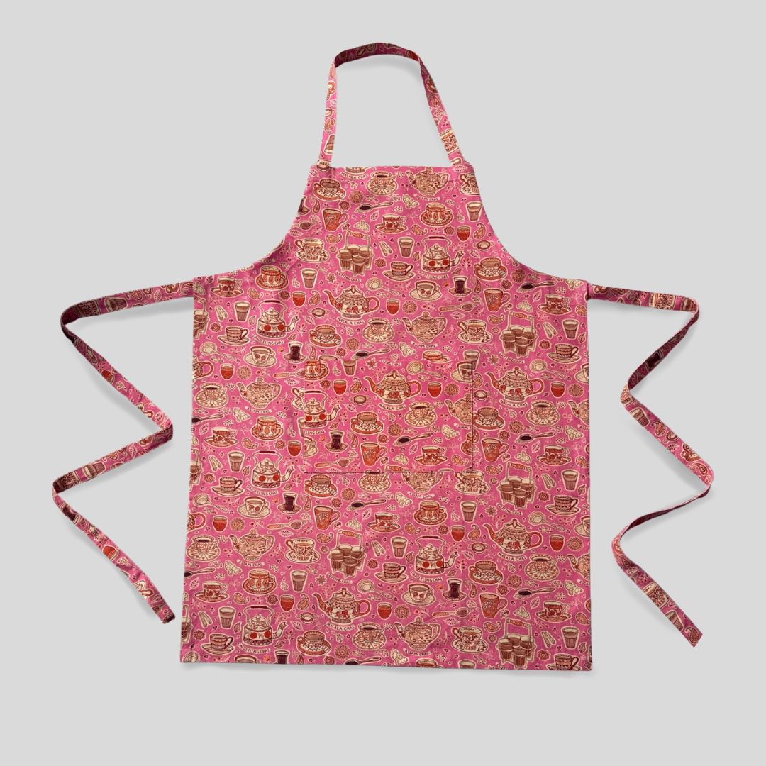 Chai Lover Apron: Handmade Indian Tea Culture Kitchen Apron