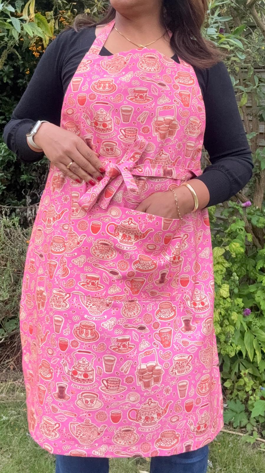 Chai Lover Apron: Handmade Indian Tea Culture Kitchen Apron