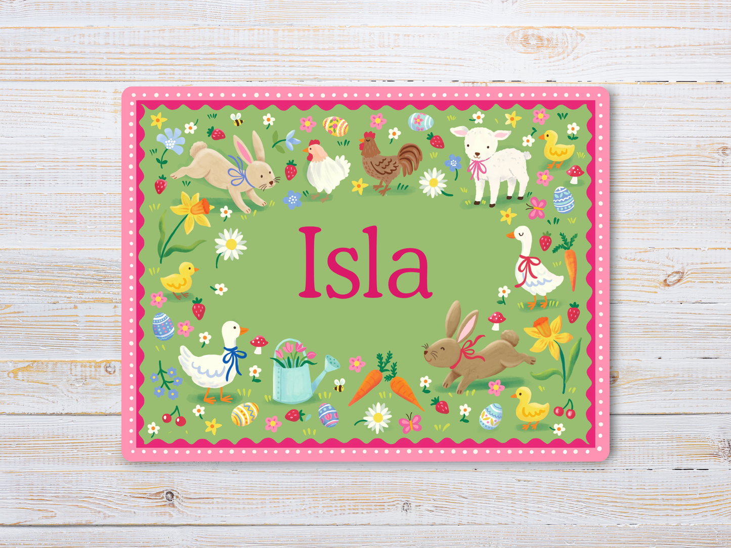 Personalised Easter Kids Placemat Pink