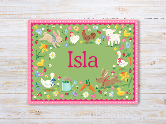 Personalised Easter Kids Placemat Pink