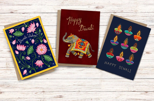 Happy Diwali Greeting card x 3| Stunning cards for Diwali gift