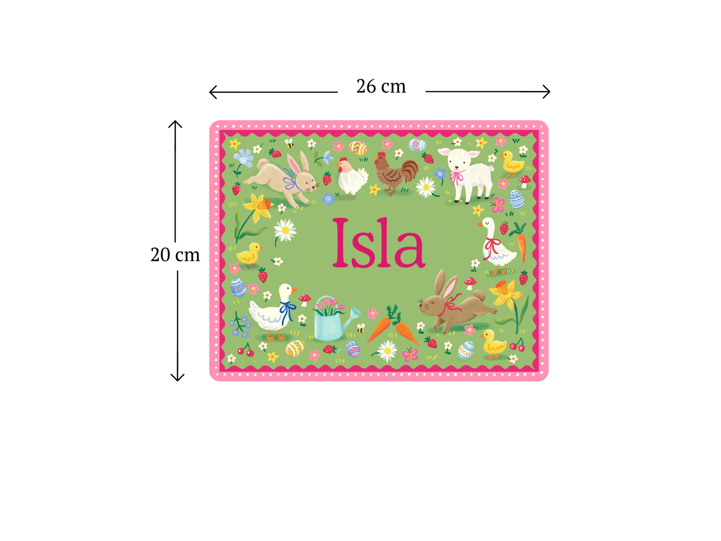 Personalised Easter Kids Placemat Pink