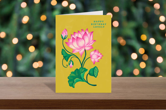 Floral Lotus Birthday Card | Handcrafted Flower |  for her
