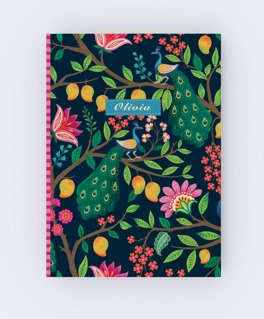Personalised Notebook Peacock Art