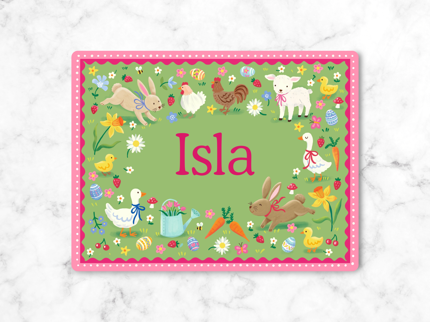 Personalised Easter Kids Placemat Pink