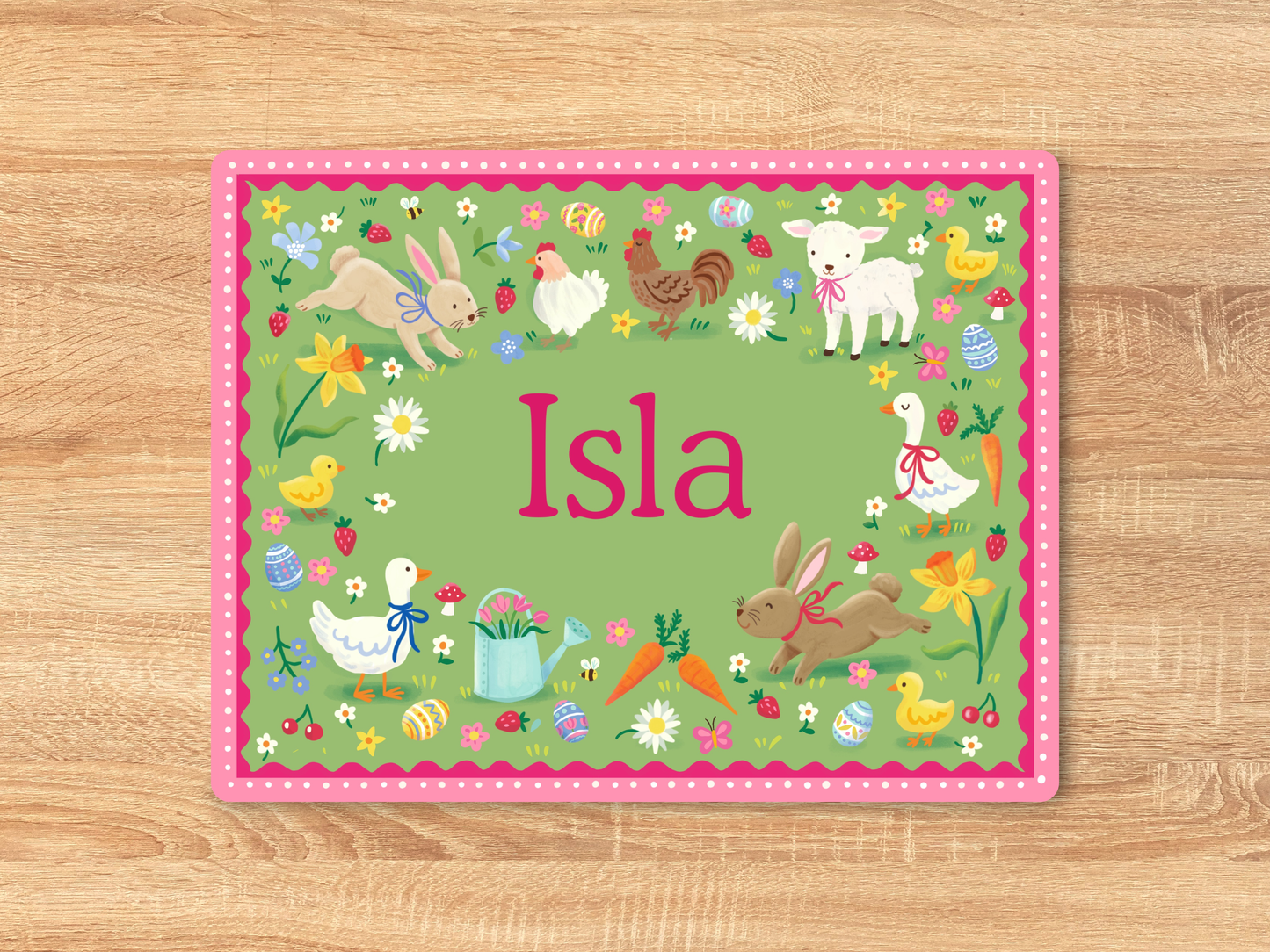 Personalised Easter Kids Placemat Pink