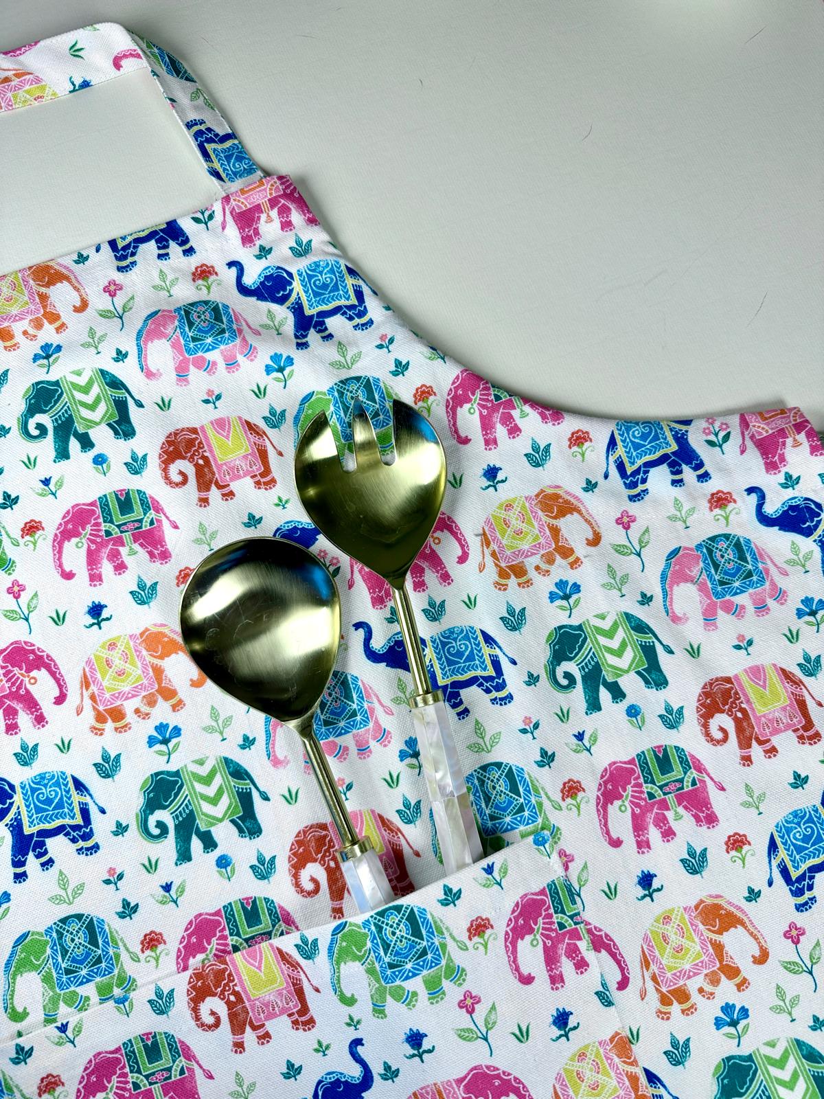 Royal Elephant Apron 100% Cotton : Handmade Culture Kitchen Apron