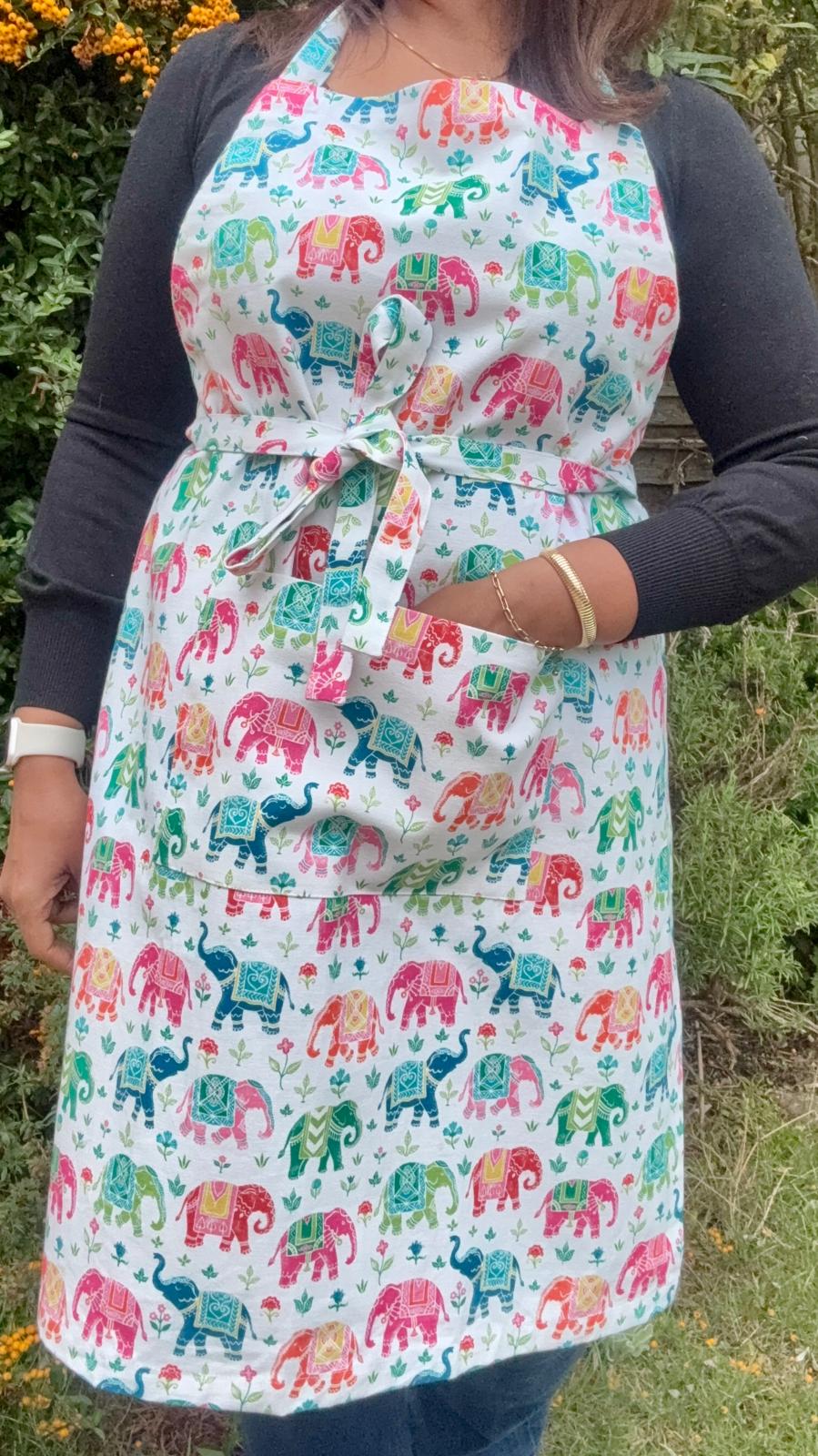 Royal Elephant Apron 100% Cotton : Handmade Culture Kitchen Apron
