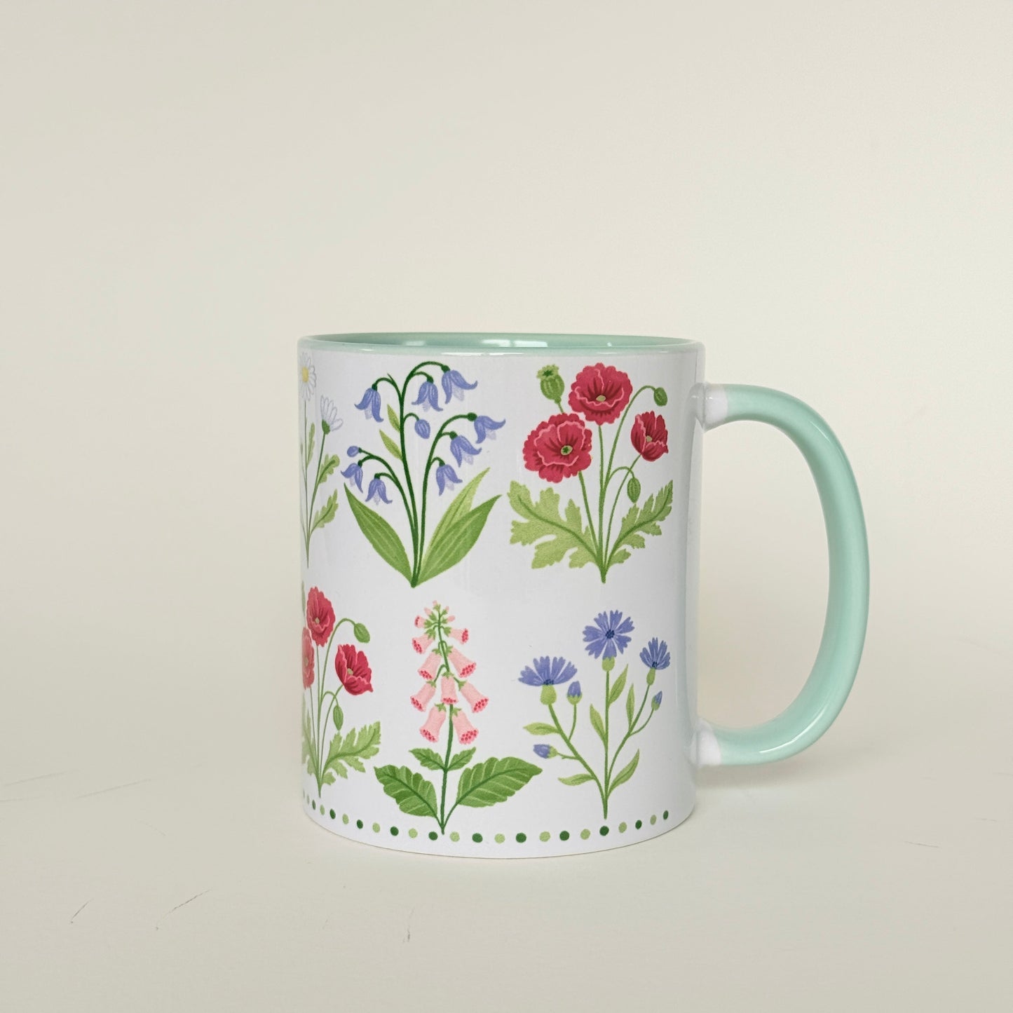 Wildflower Stripe Mug, Floral Cottagecore Coffee Cup
