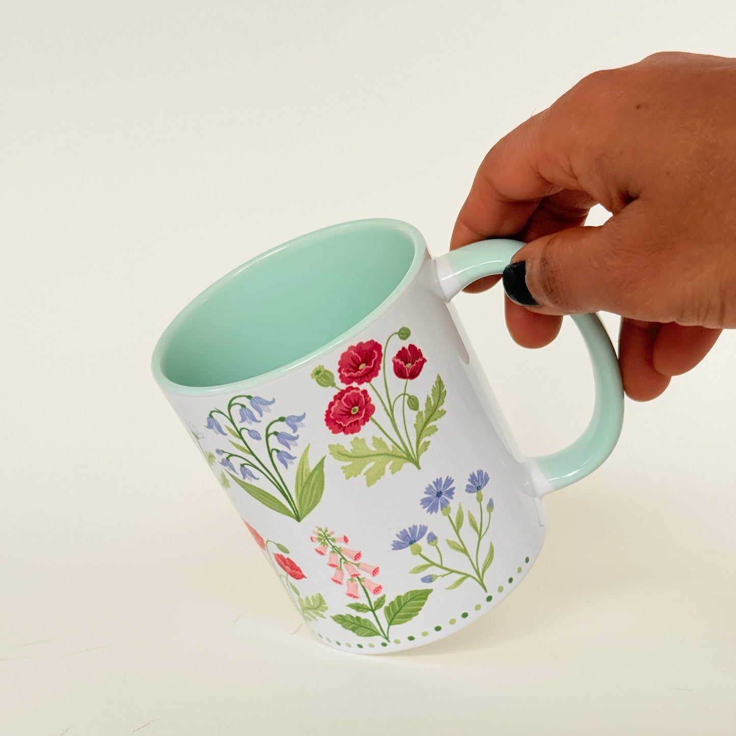 Wildflower Stripe Mug, Floral Cottagecore Coffee Cup