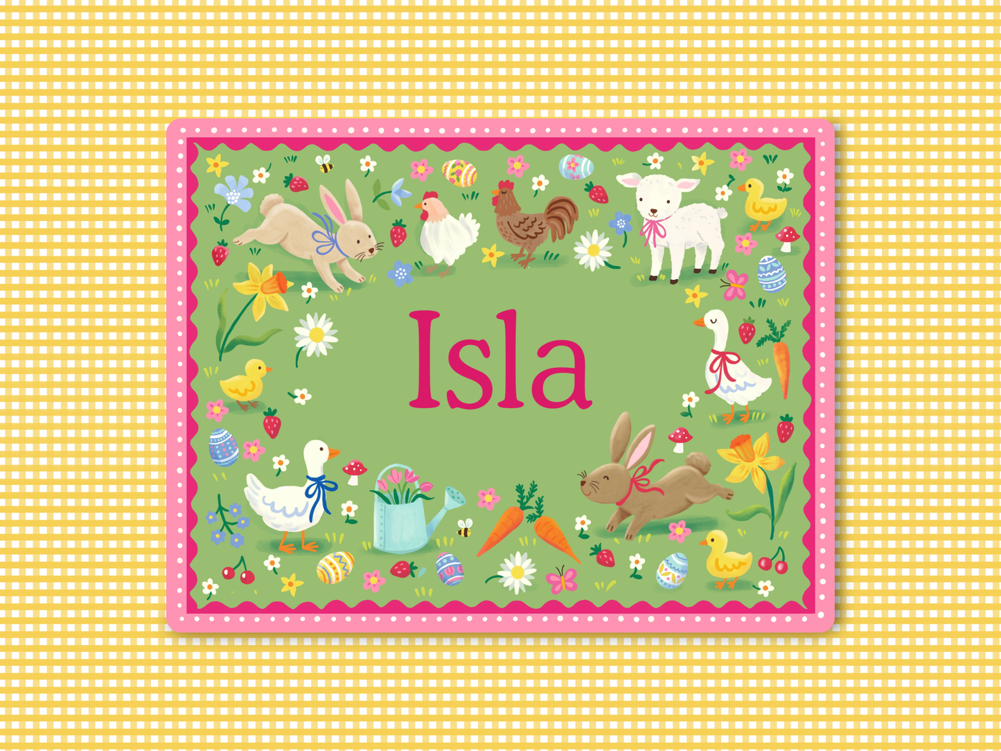 Personalised Easter Kids Placemat Pink