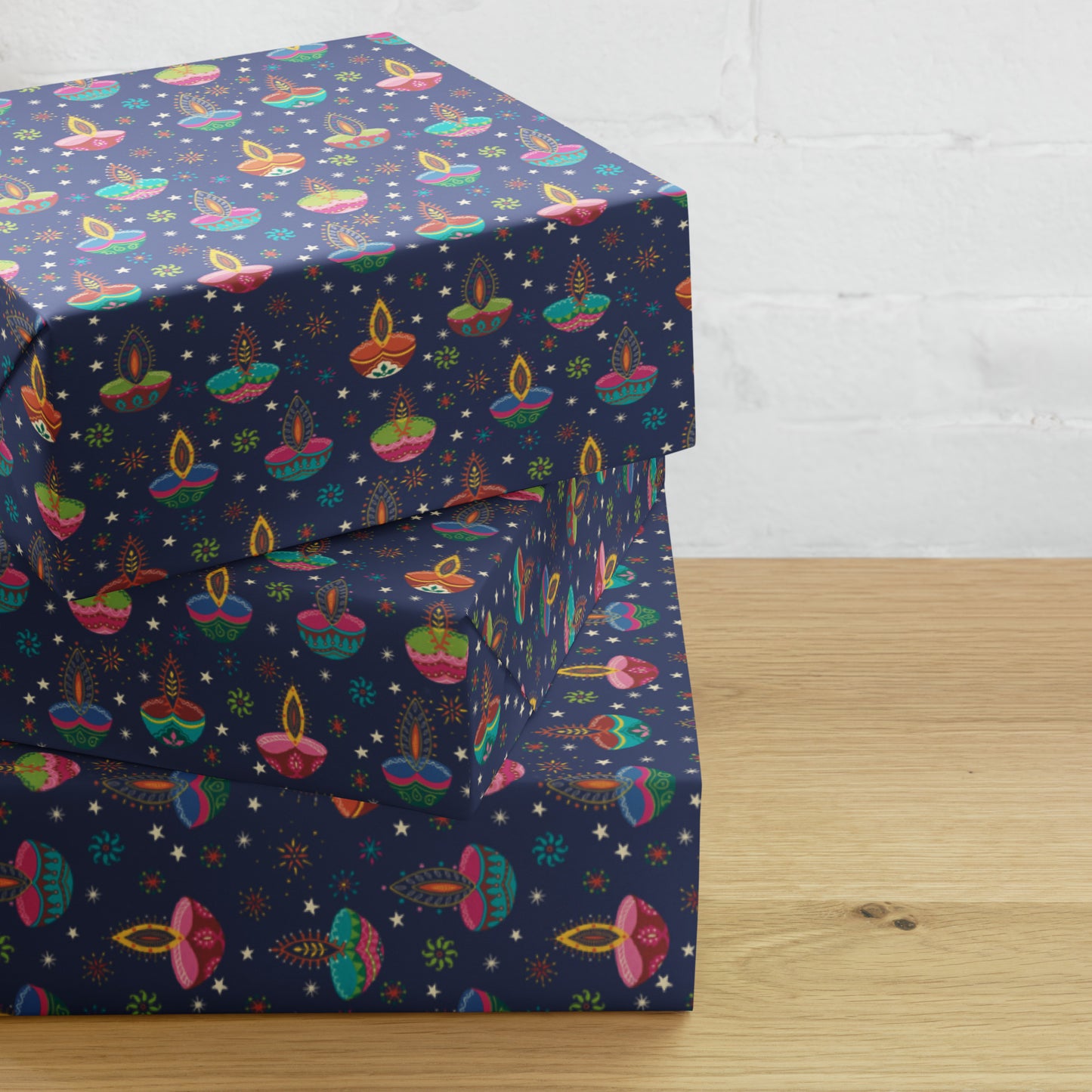 Diwali gift wrapping paper x 3 sheets | Diya design